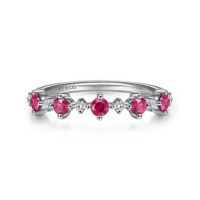 Gabriel & Co. Ruby & Diamond Five Stone Band