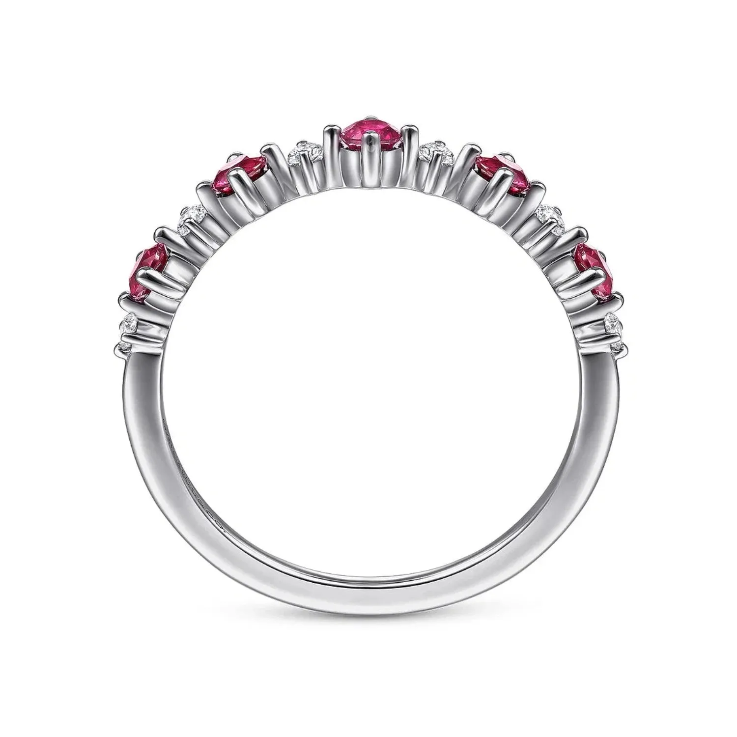 Gabriel & Co. Ruby & Diamond Five Stone Band