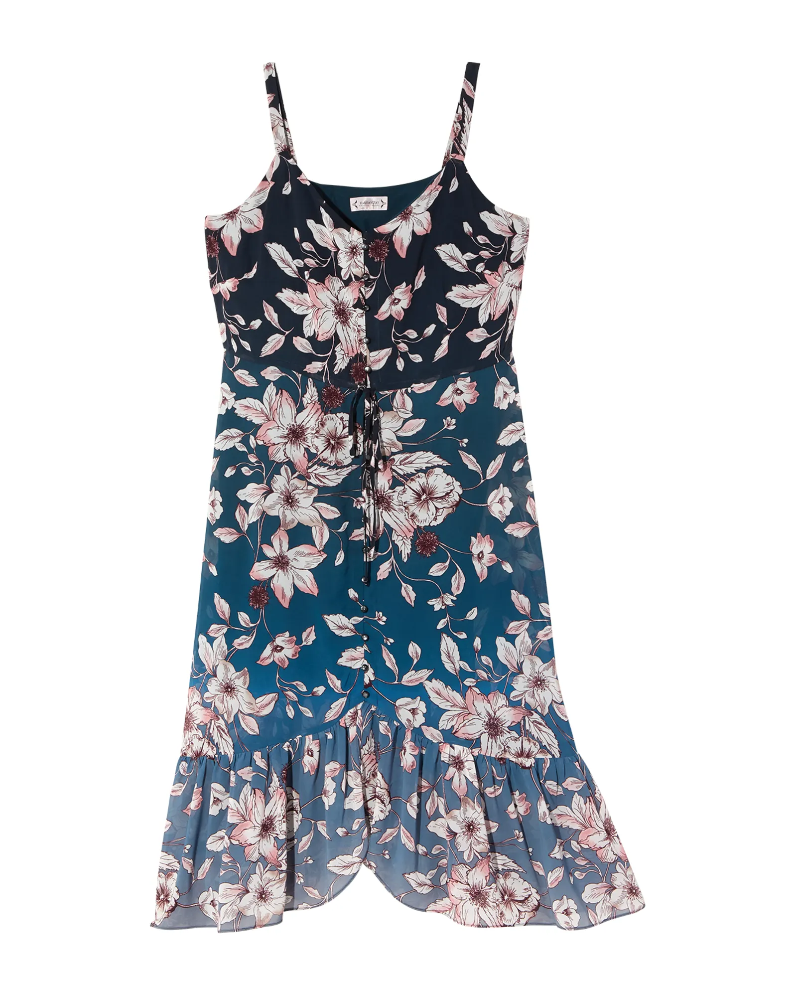 Garland High-Low Dress | Navy / Pink