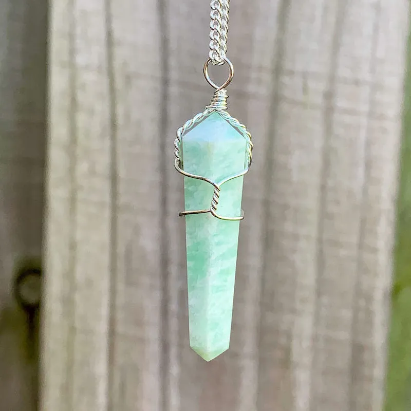 Gemstone Double Point Pendant Necklace