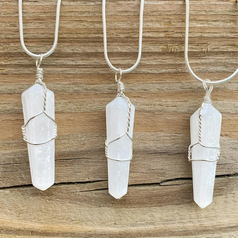 Gemstone Double Point Pendant Necklace