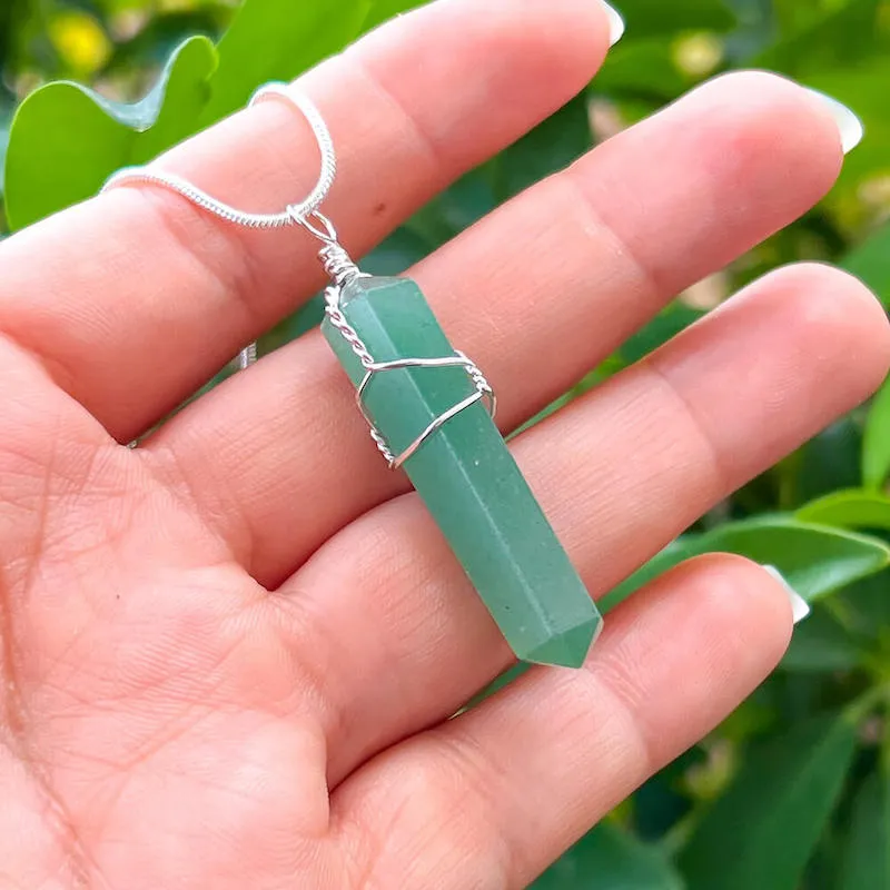 Gemstone Double Point Pendant Necklace