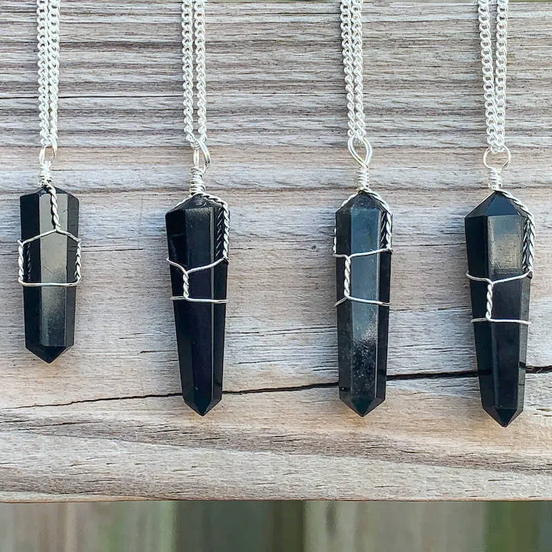 Gemstone Double Point Pendant Necklace