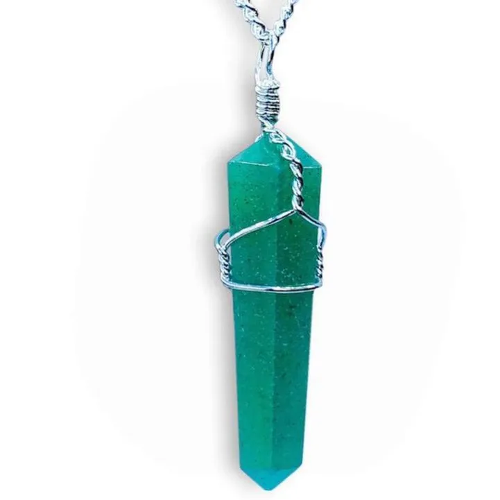 Gemstone Double Point Pendant Necklace