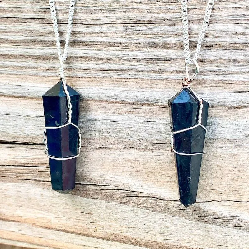 Gemstone Double Point Pendant Necklace