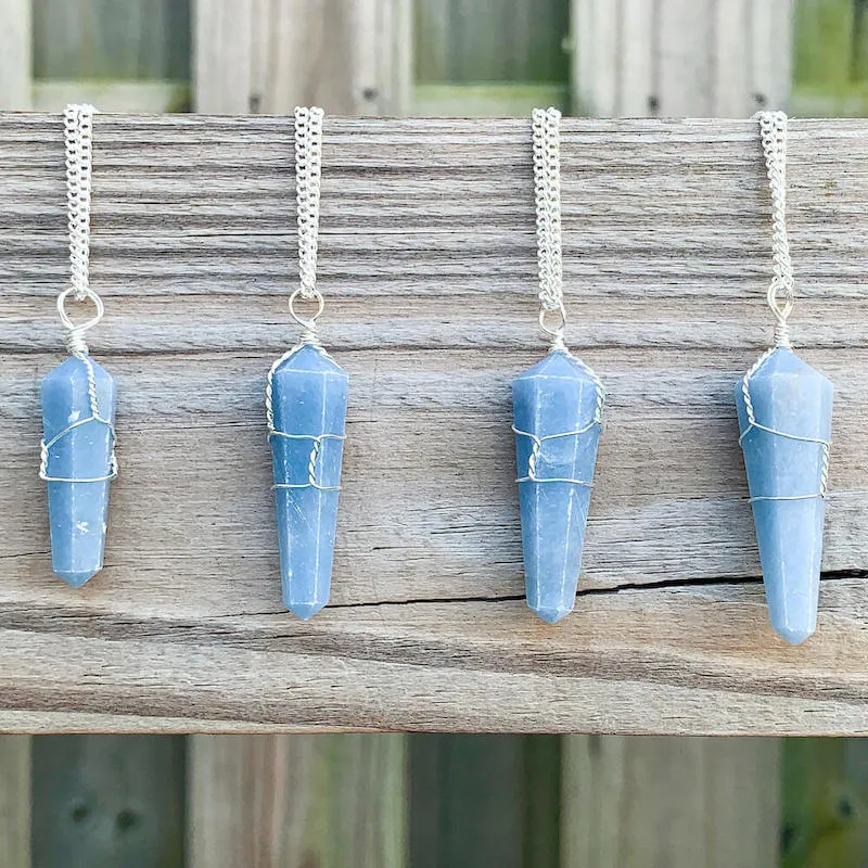 Gemstone Double Point Pendant Necklace