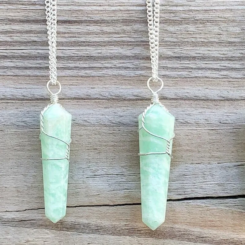 Gemstone Double Point Pendant Necklace