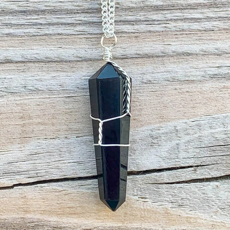 Gemstone Double Point Pendant Necklace