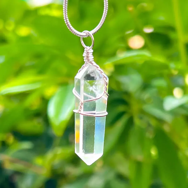 Gemstone Double Point Pendant Necklace