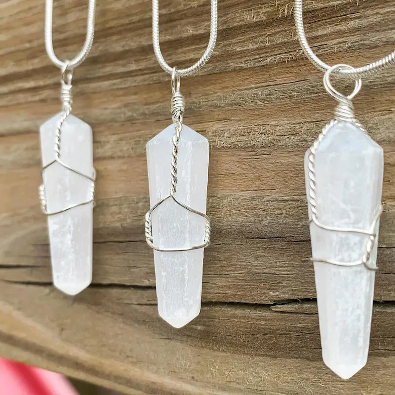 Gemstone Double Point Pendant Necklace