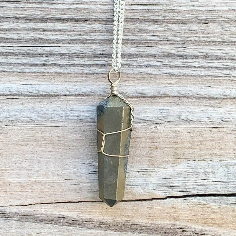 Gemstone Double Point Pendant Necklace
