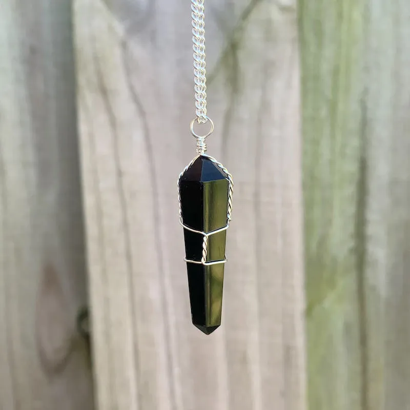 Gemstone Double Point Pendant Necklace