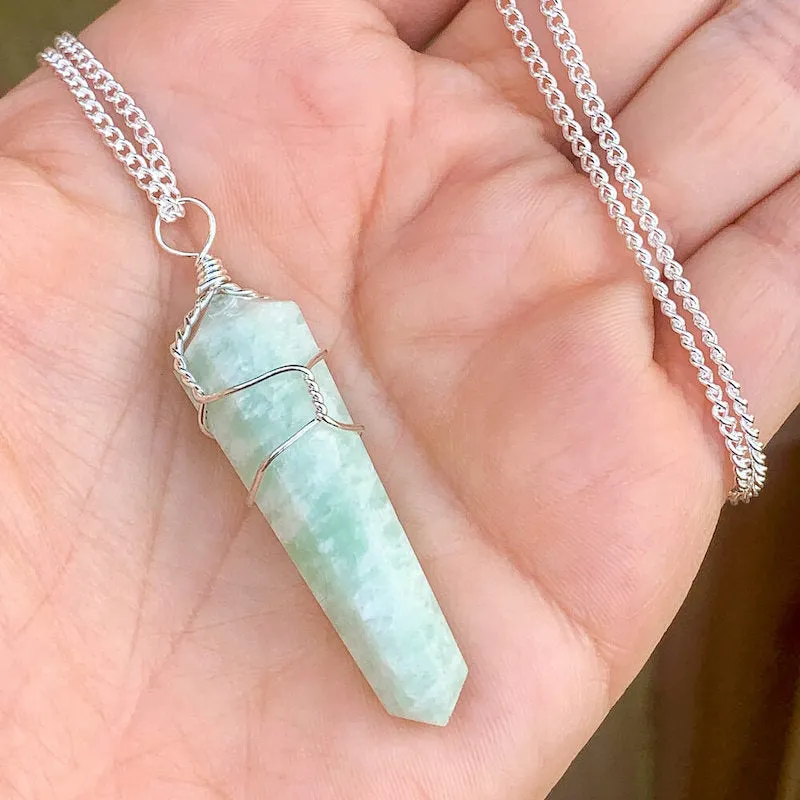 Gemstone Double Point Pendant Necklace