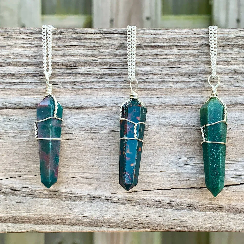 Gemstone Double Point Pendant Necklace