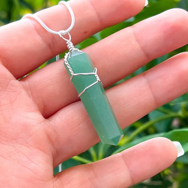 Gemstone Double Point Pendant Necklace