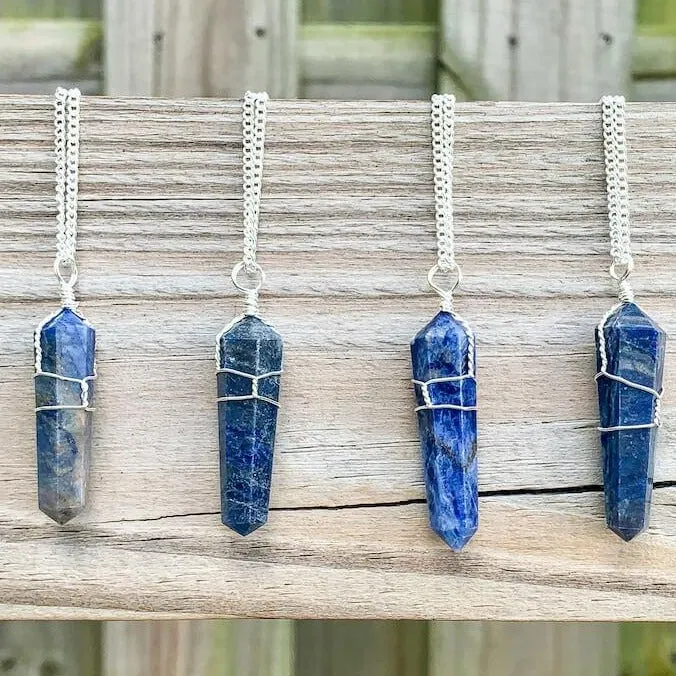 Gemstone Double Point Pendant Necklace