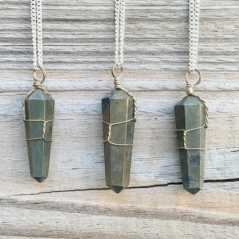 Gemstone Double Point Pendant Necklace