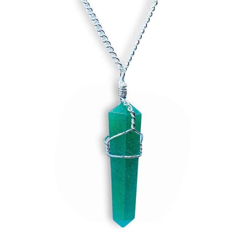 Gemstone Double Point Pendant Necklace