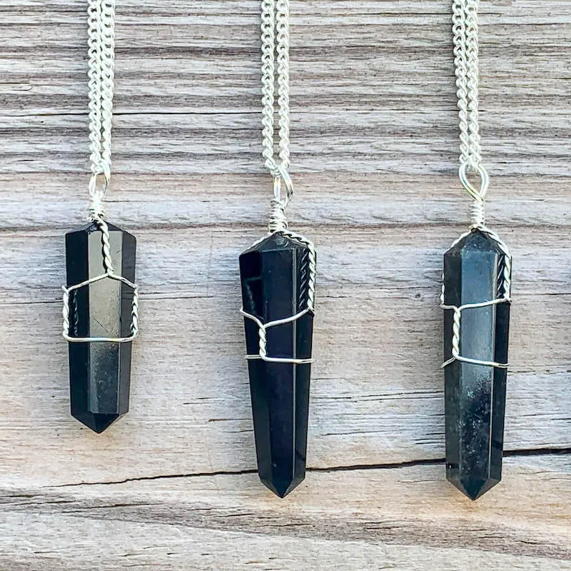 Gemstone Double Point Pendant Necklace