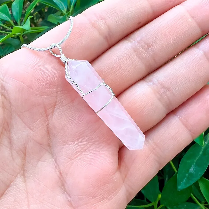 Gemstone Double Point Pendant Necklace