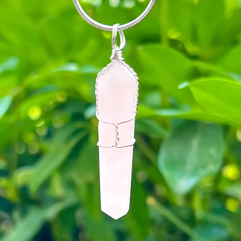 Gemstone Double Point Pendant Necklace