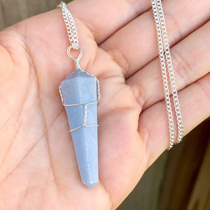 Gemstone Double Point Pendant Necklace