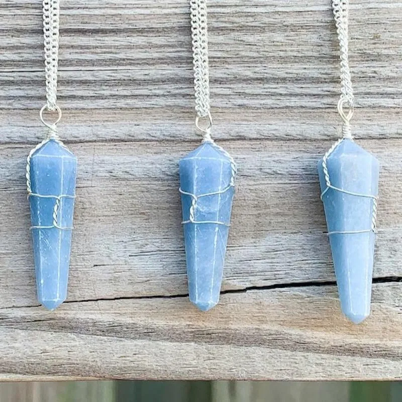 Gemstone Double Point Pendant Necklace