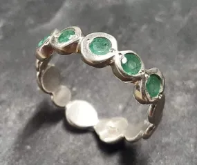 Genuine Emerald Ring - Green Half Eternity Band - May Birthstone Ring