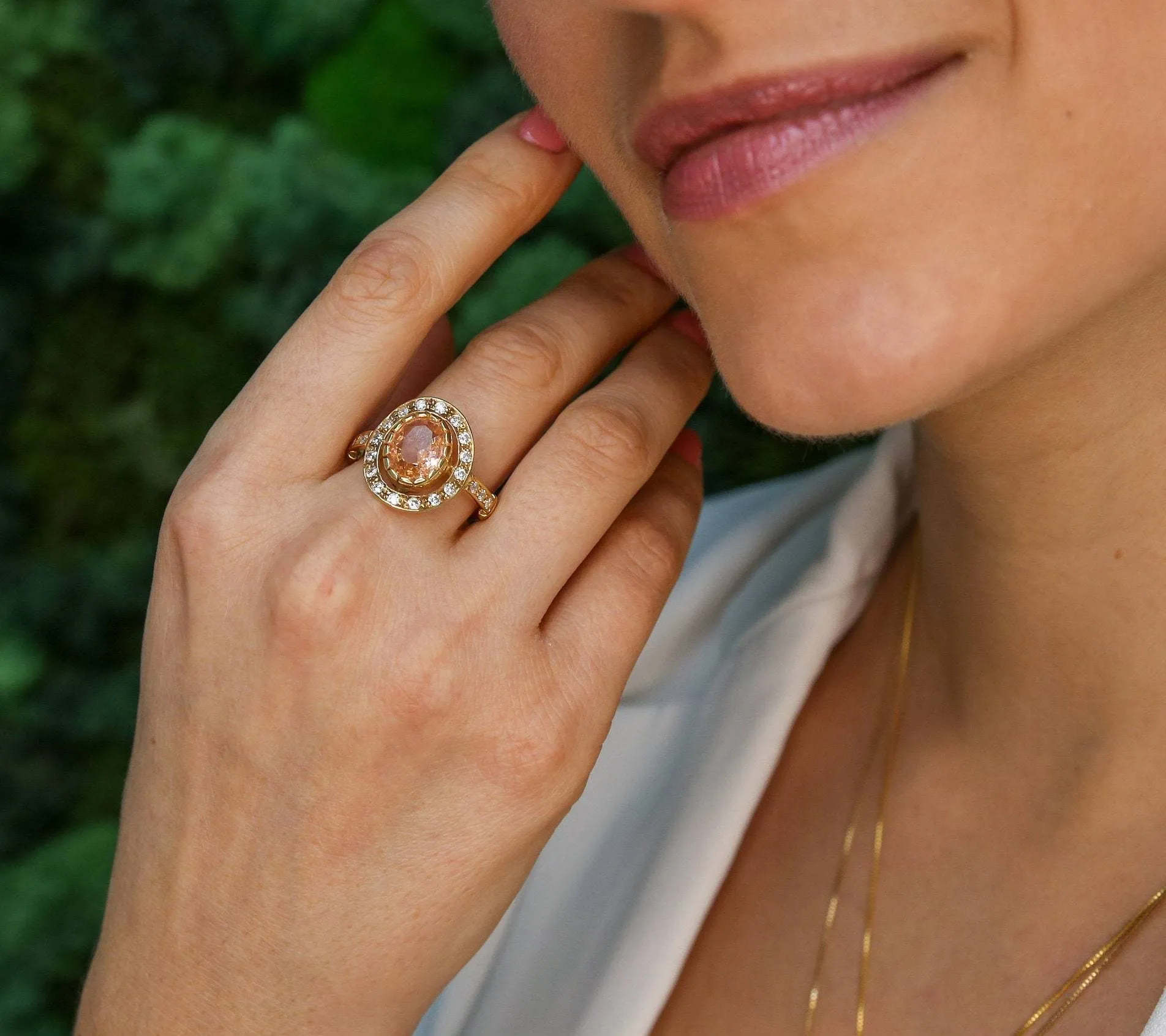 Gold Morganite Ring - Pink Vintage Ring - Gold Victorian Ring