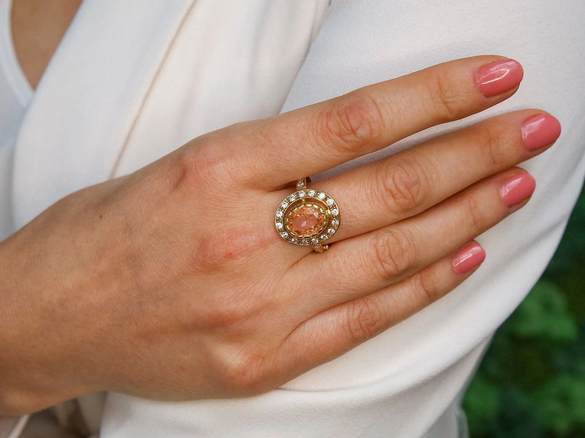 Gold Morganite Ring - Pink Vintage Ring - Gold Victorian Ring