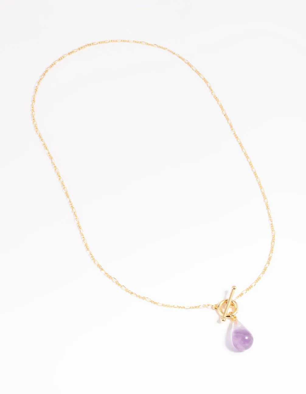Gold Plated Amethyst Fob Necklace