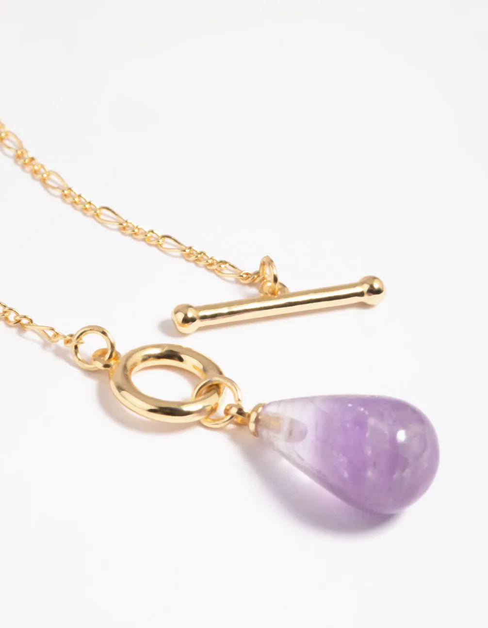 Gold Plated Amethyst Fob Necklace