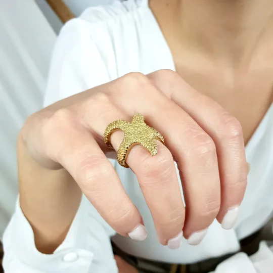 Gold starfish ring