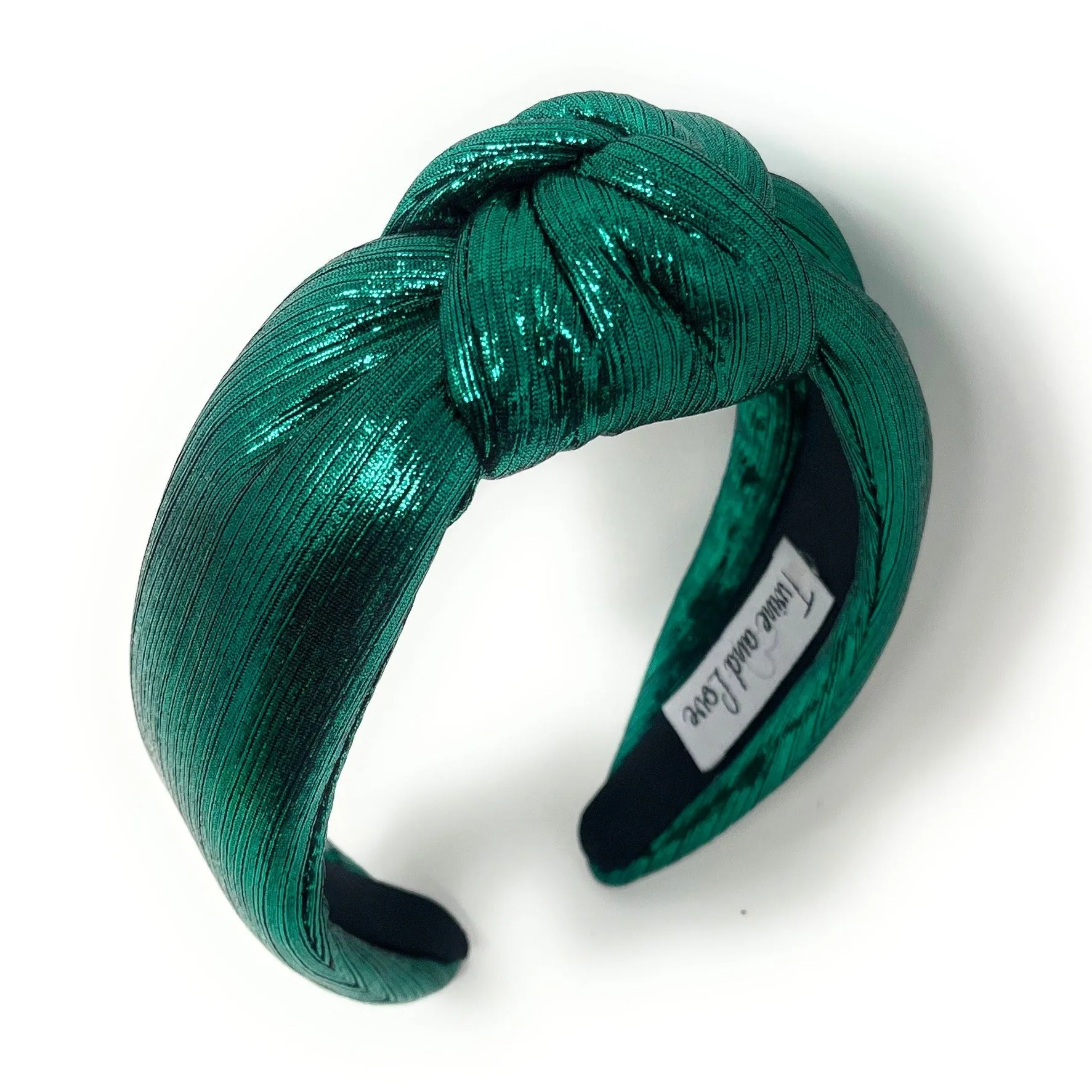 Green Padded Metallic Knotted Headband