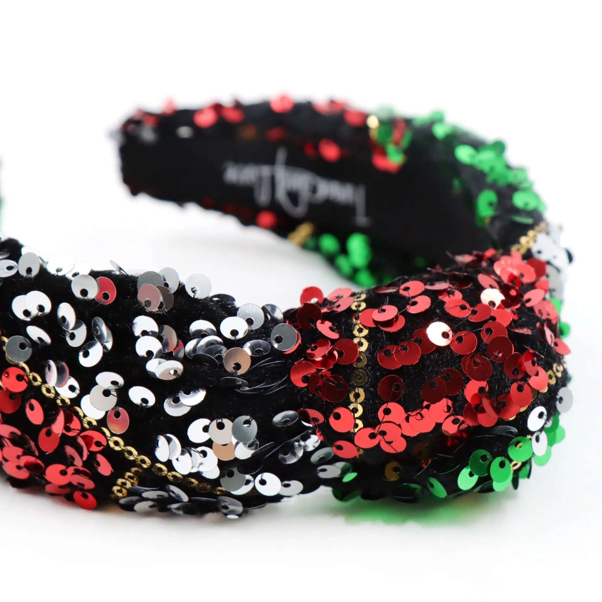 Hand Sewn Holiday Sequin Knot Headband
