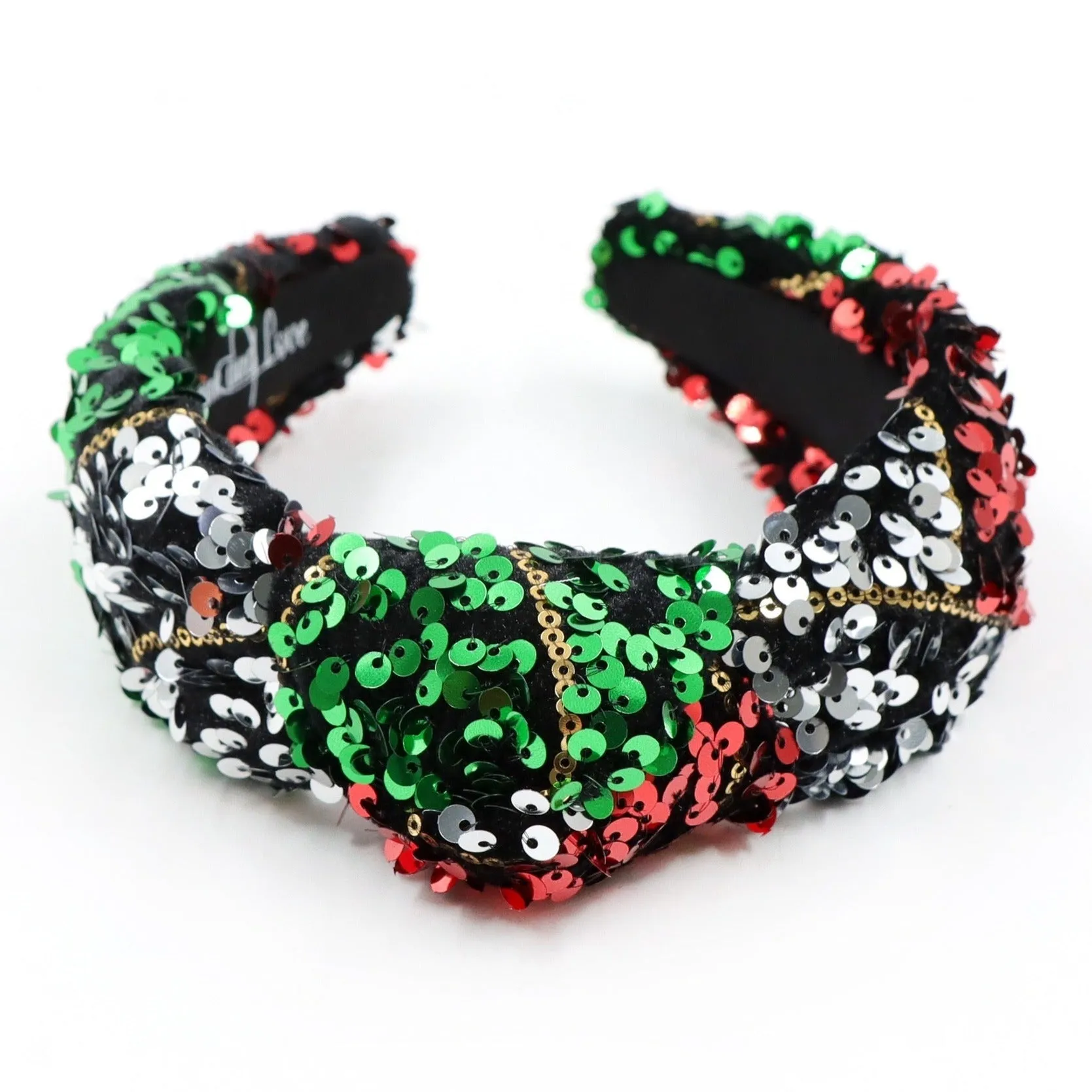 Hand Sewn Holiday Sequin Knot Headband