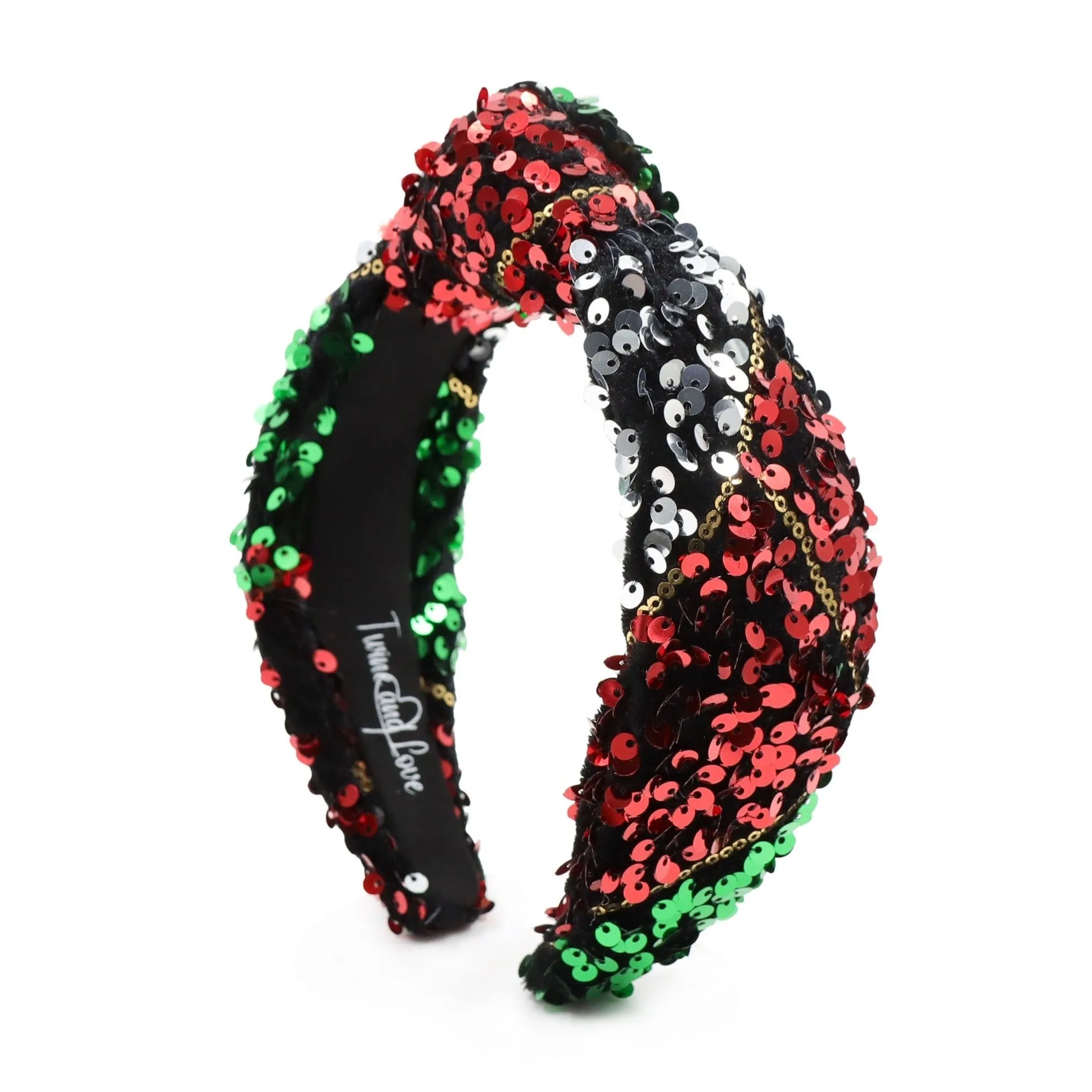 Hand Sewn Holiday Sequin Knot Headband