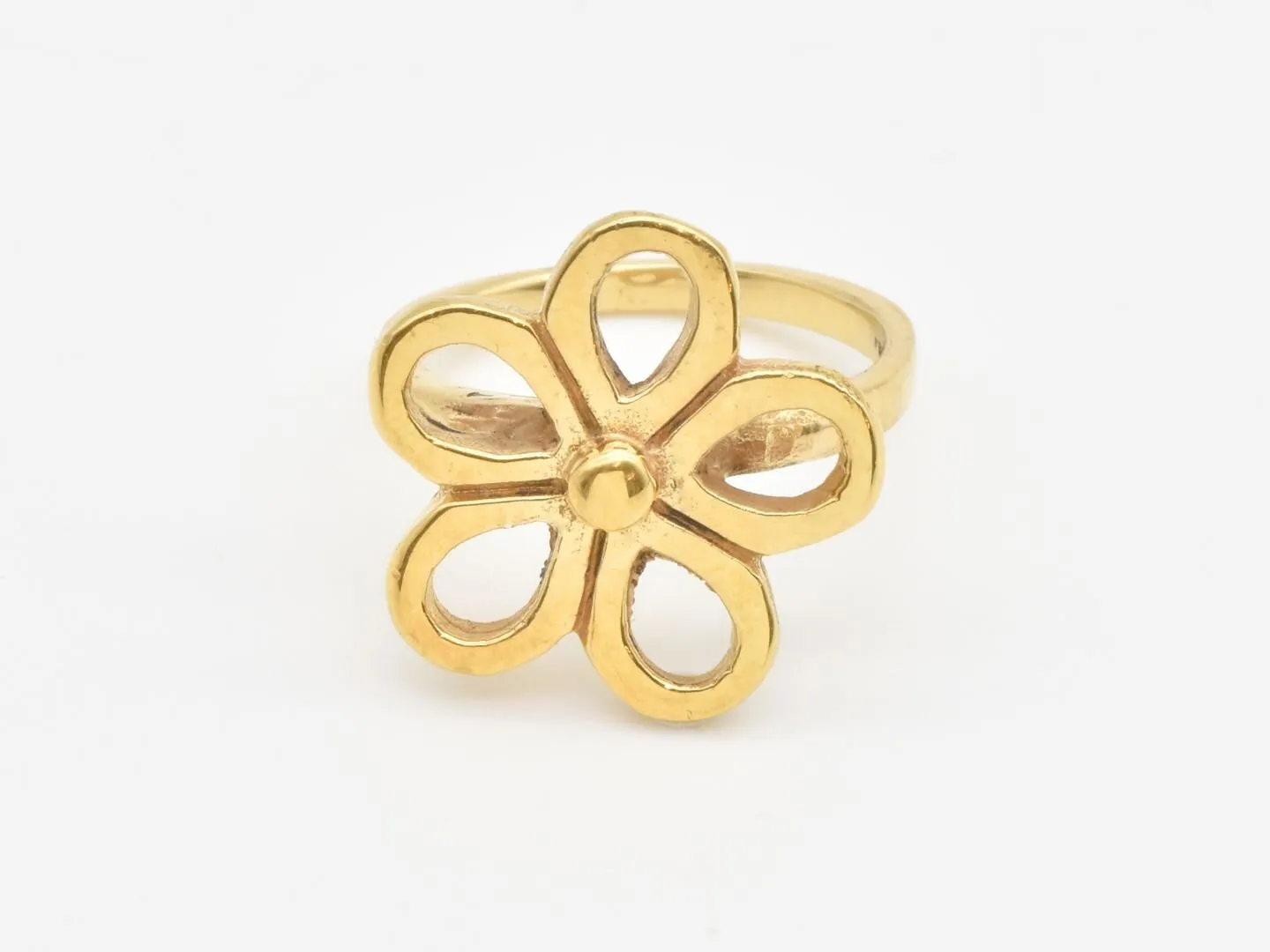 Hollow Flower Ring - Gold Flower Band, Big Flower Ring