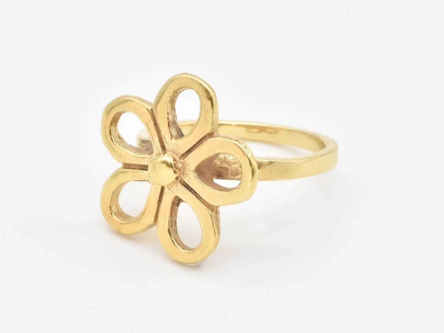Hollow Flower Ring - Gold Flower Band, Big Flower Ring