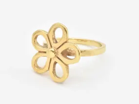 Hollow Flower Ring - Gold Flower Band, Big Flower Ring