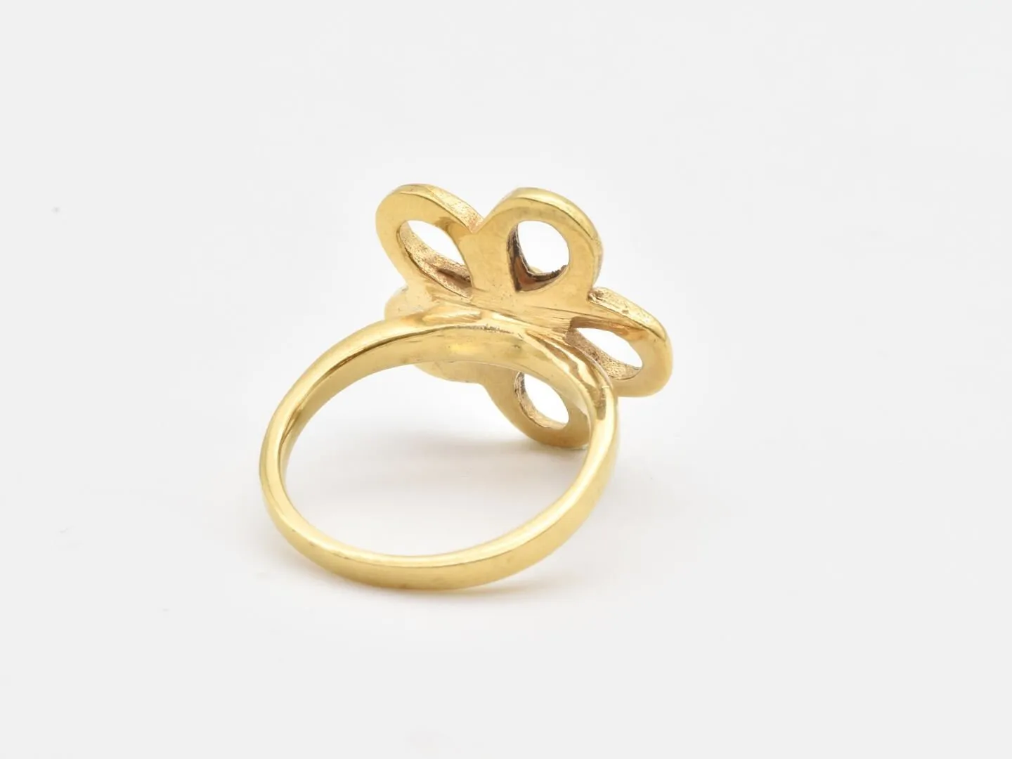 Hollow Flower Ring - Gold Flower Band, Big Flower Ring