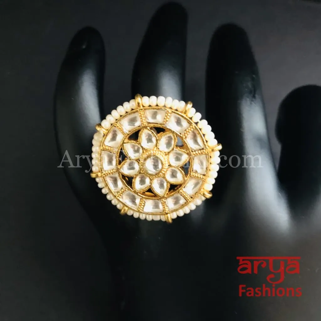 Indian Bridal Kundan Jadau Ring/ Rajwadi Statement Ring