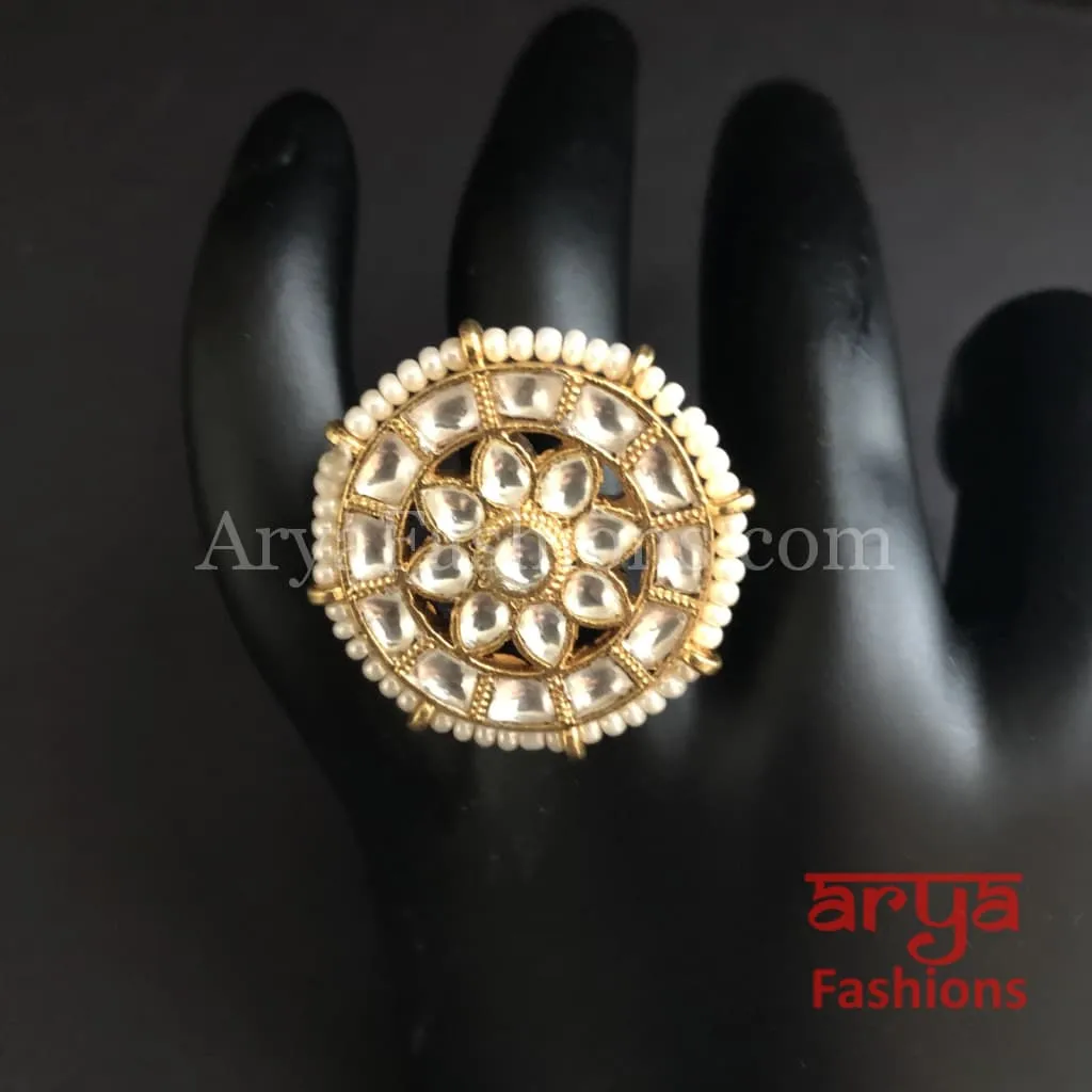 Indian Bridal Kundan Jadau Ring/ Rajwadi Statement Ring