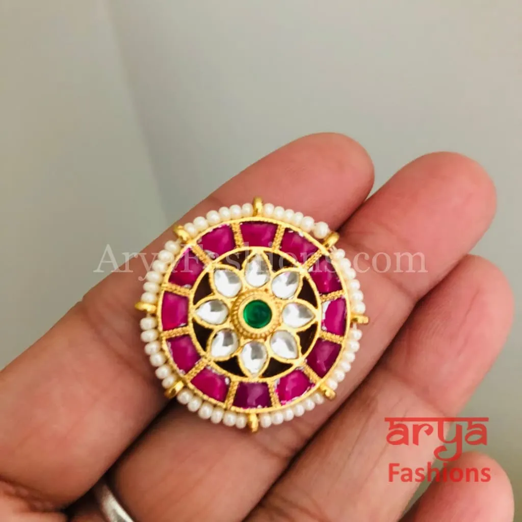 Indian Bridal Kundan Jadau Ring/ Rajwadi Statement Ring
