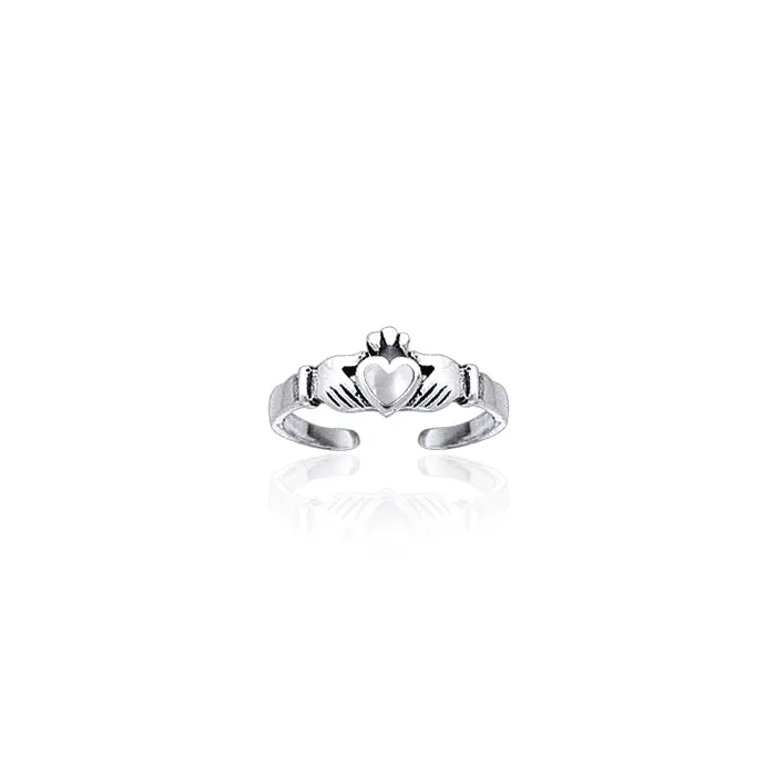 Irish Claddagh Silver Toe Ring with  Inlay TR3725