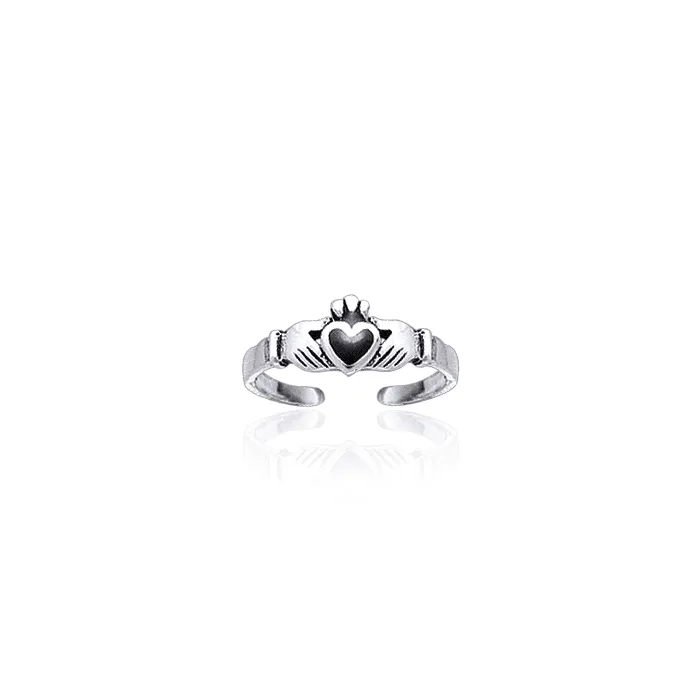 Irish Claddagh Silver Toe Ring with  Inlay TR3725
