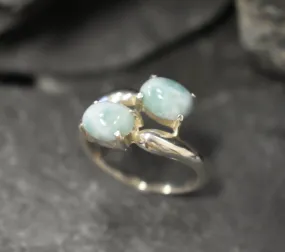Larimar Ring - Two Stone Ring - Blue Vintage Ring