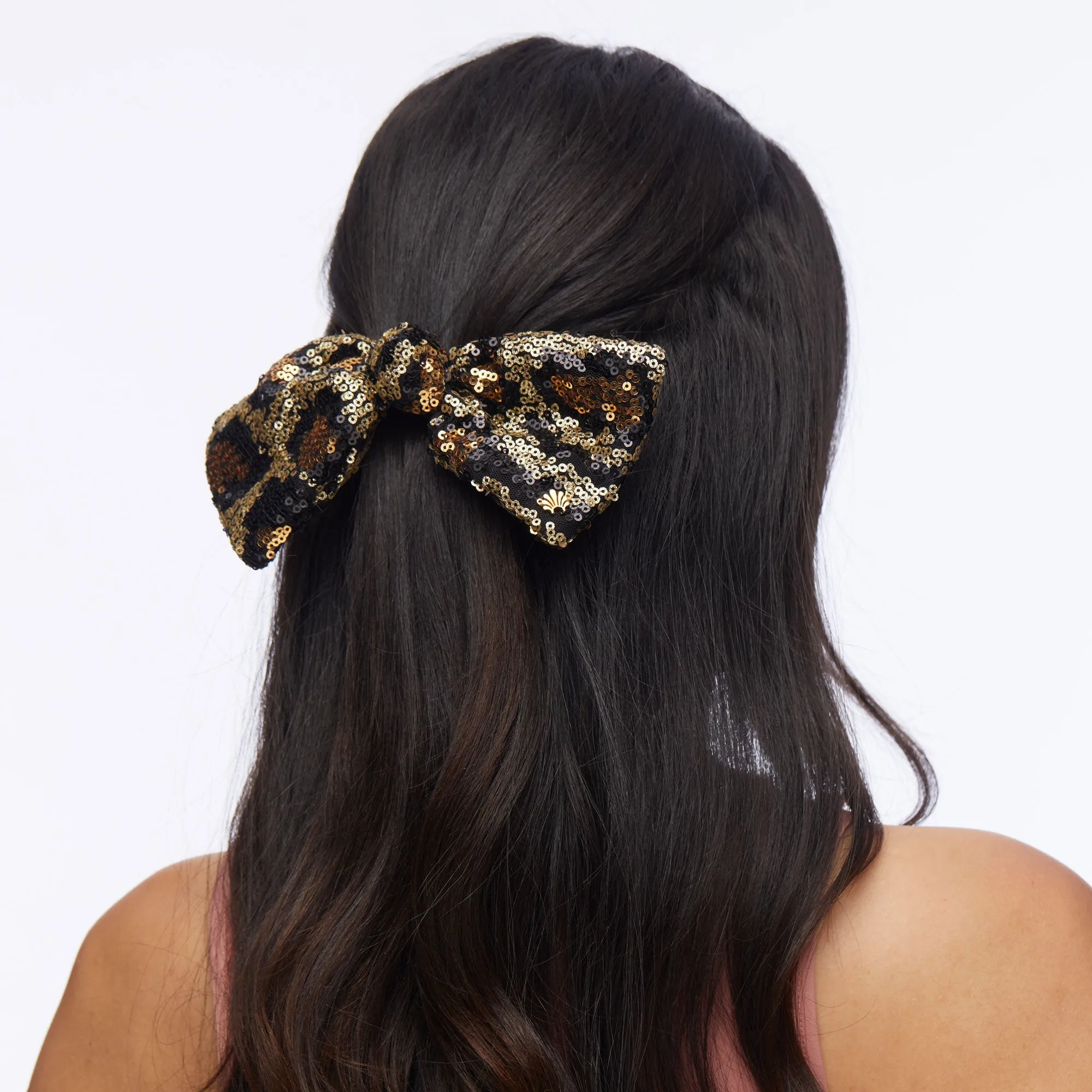 LEOPARD PALOMA SEQUIN BOW