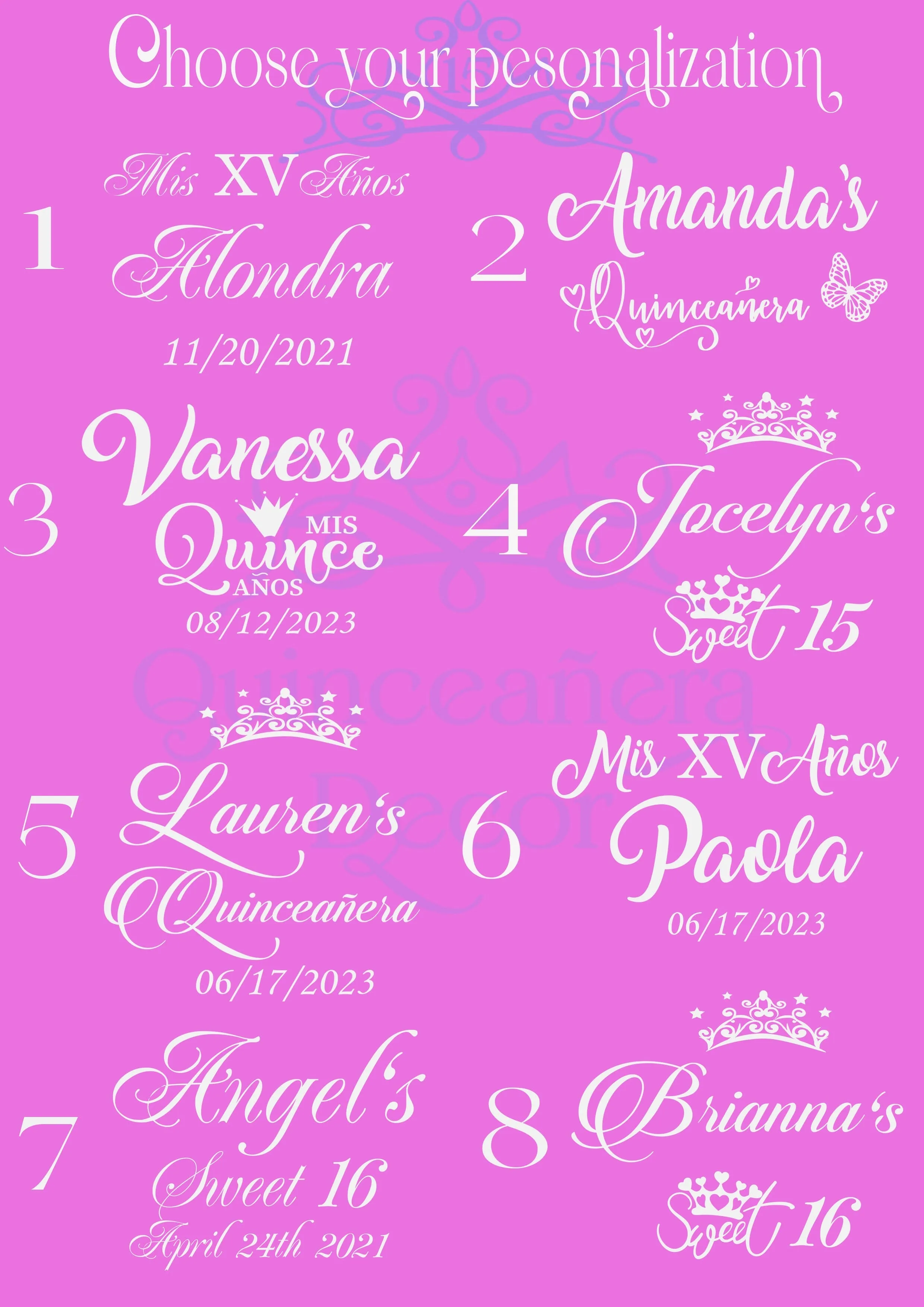 Lilac quinceanera pillows set