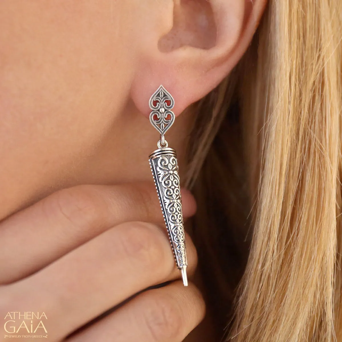 Long Etched Earrings